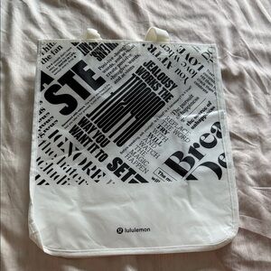 Lululemon Athletica White and Black Tote Bag